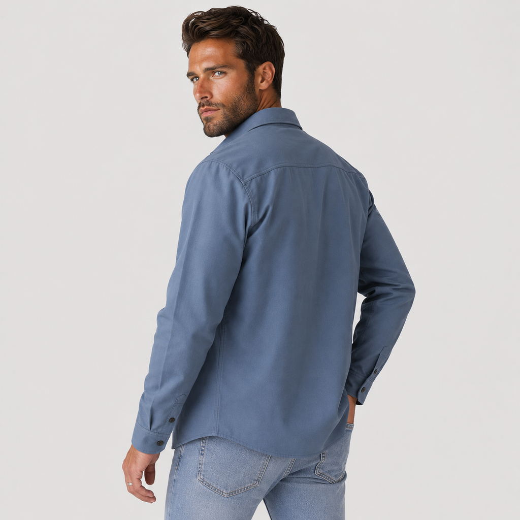 Men's Cotton Shirt - Long Sleeve Slim Fit Winter Shirt