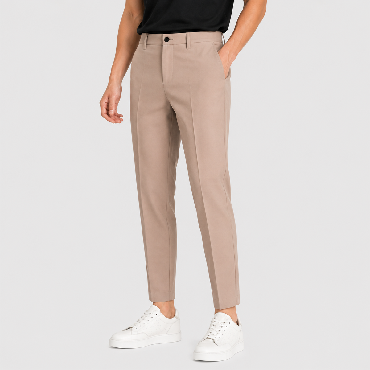 Men's Ankle-Banded Pants - Loose Fit Polyester Trousers