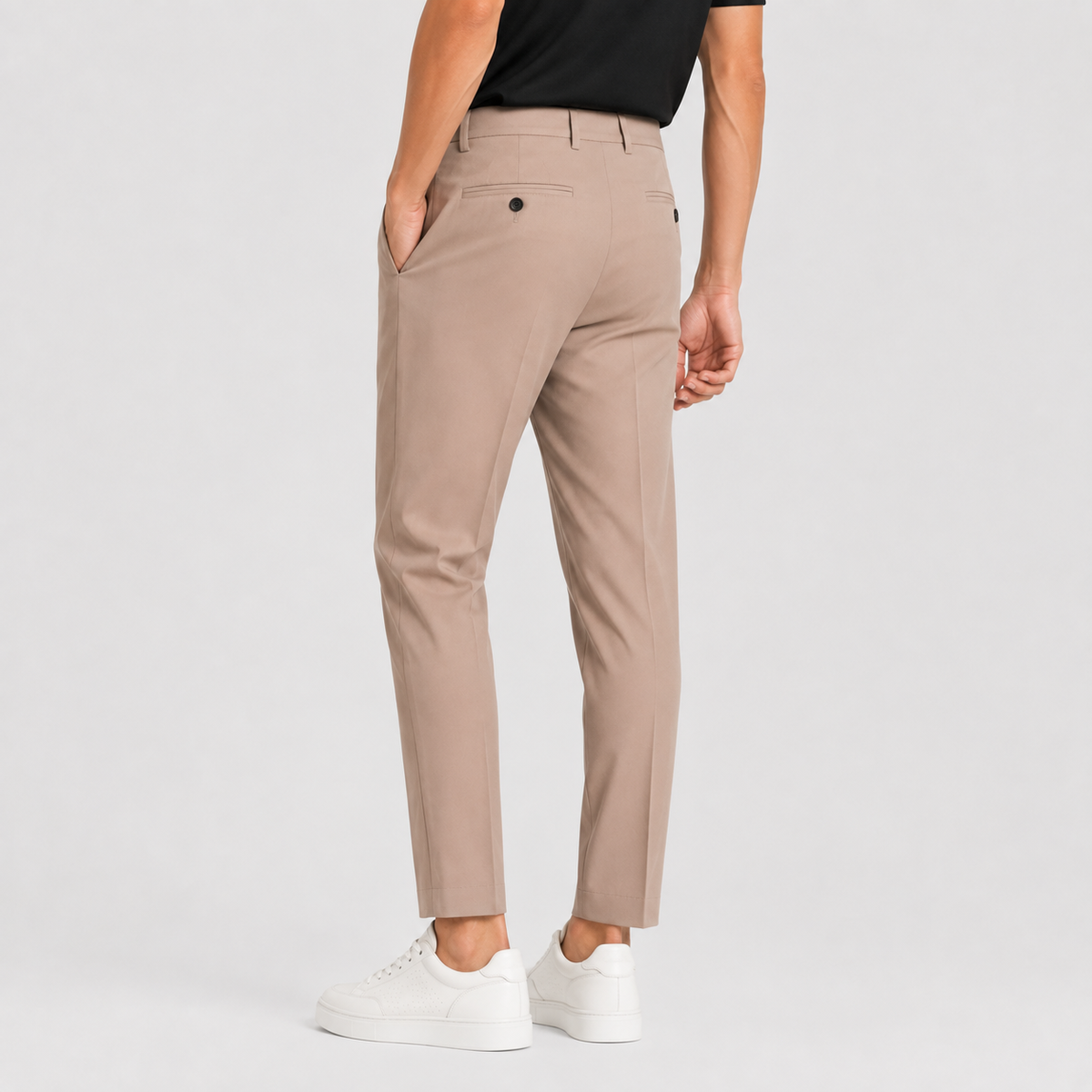 Men's Ankle-Banded Pants - Loose Fit Polyester Trousers