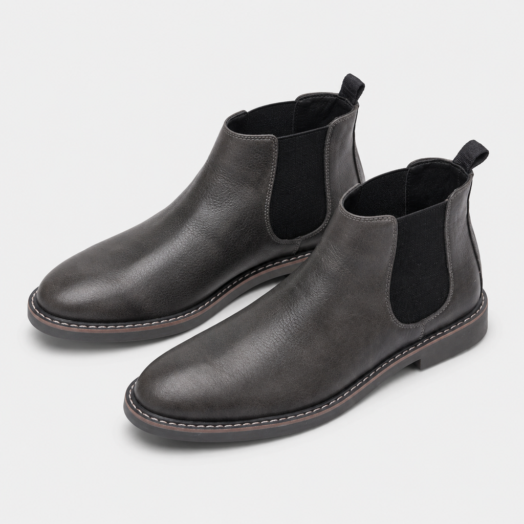 Men's Chelsea Boots - Vintage PU Round Toe Rubber Sole