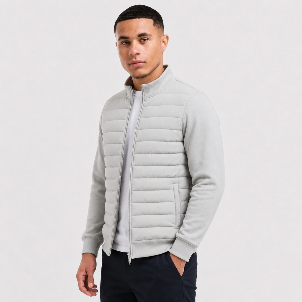 Men's Stand Collar Jacket - Cotton Blend Regular Fit