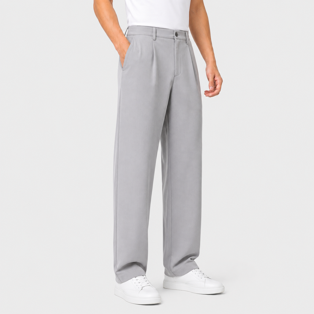Men's Linen Blend Trousers - Straight Leg Slight Stretch
