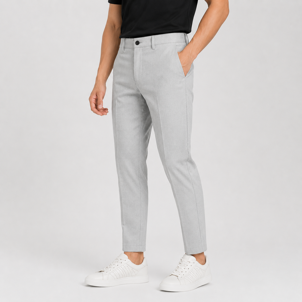 Men's Ankle-Banded Pants - Loose Fit Polyester Trousers