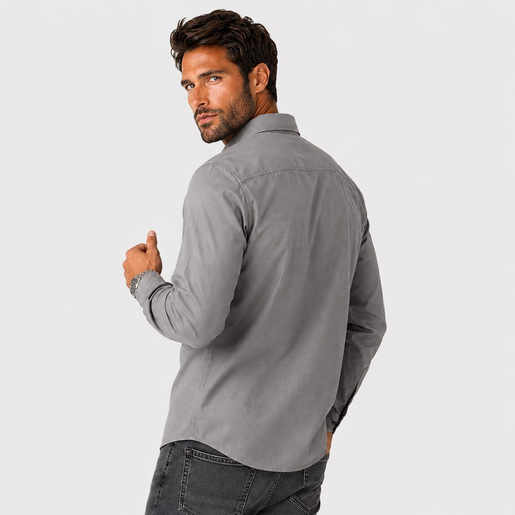 Men's Cotton Shirt - Long Sleeve Slim Fit Winter Shirt