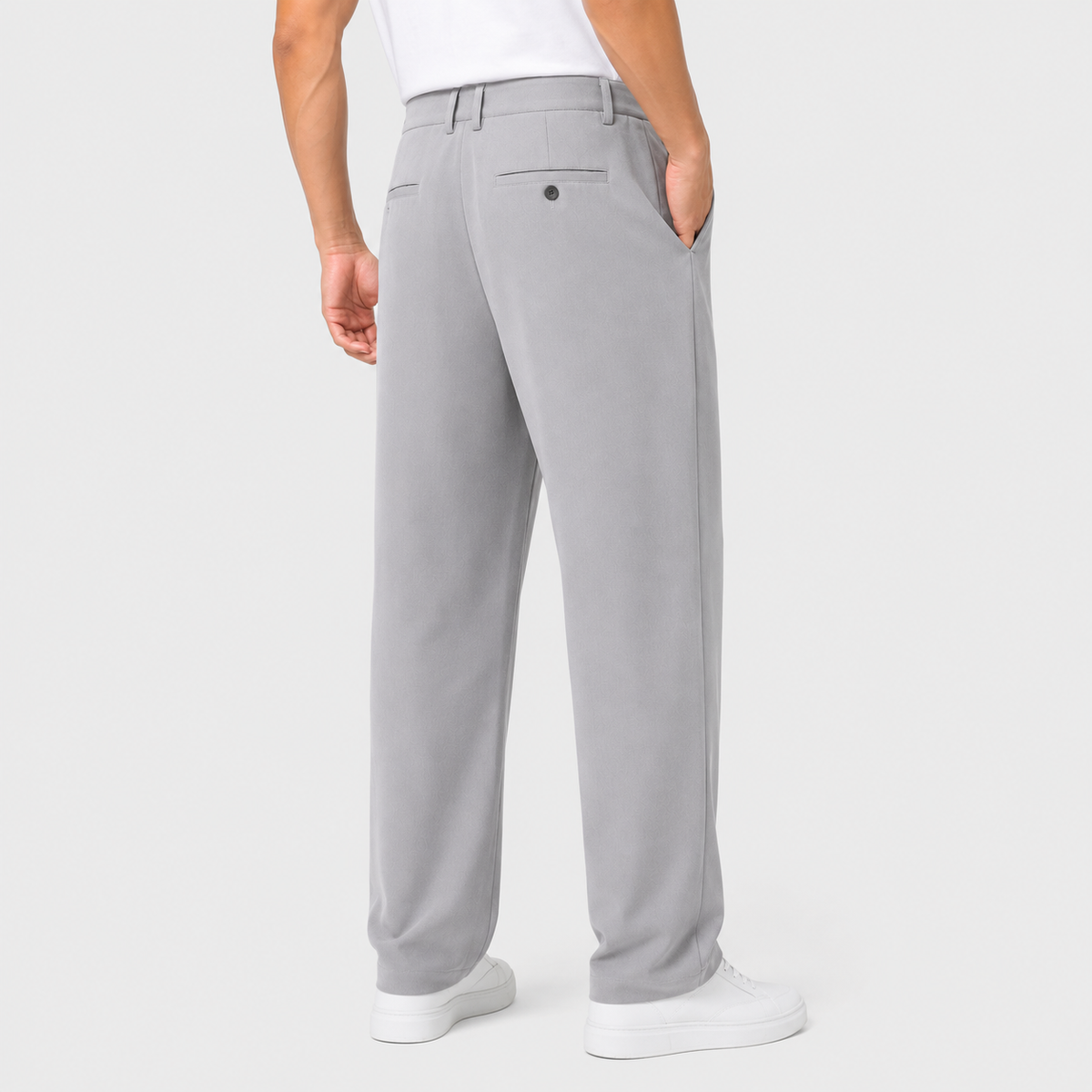 Men's Linen Blend Trousers - Straight Leg Slight Stretch