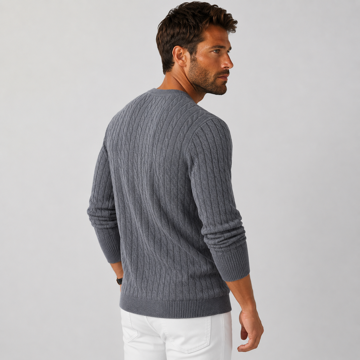Men's Jacquard Sweater - Loose Fit Casual Pullover