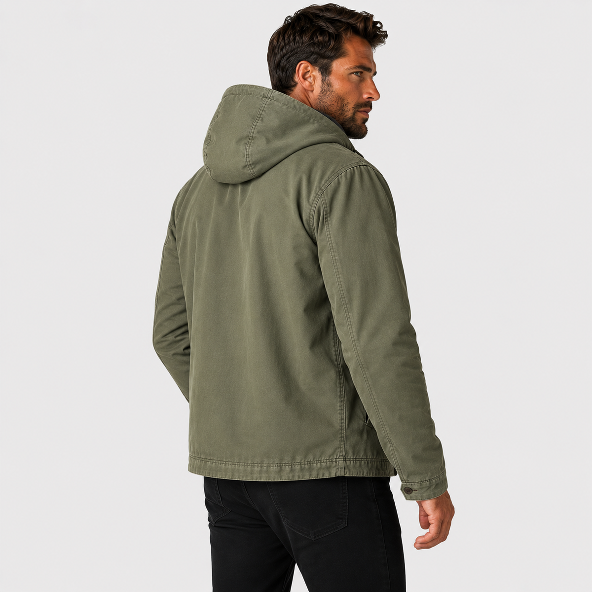 Men's Hooded Winter Coat - Long Loose Fit with Pockets