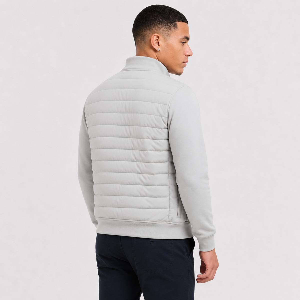 Men's Stand Collar Jacket - Cotton Blend Regular Fit