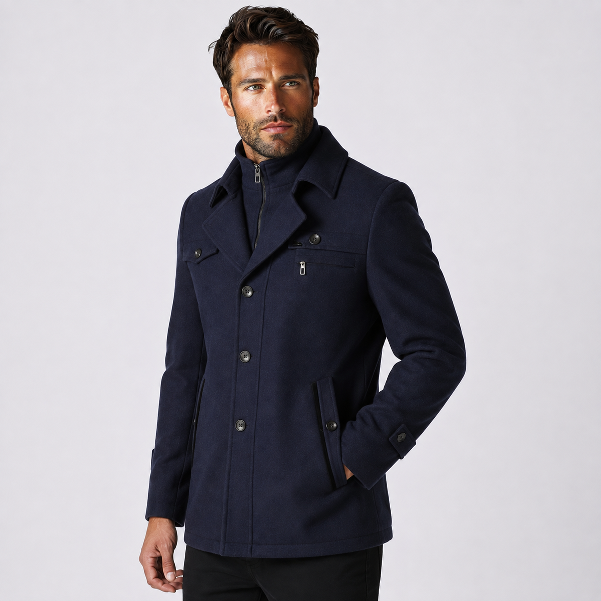Men's Woolen Overcoat - Thick Single-Breasted Loose Fit