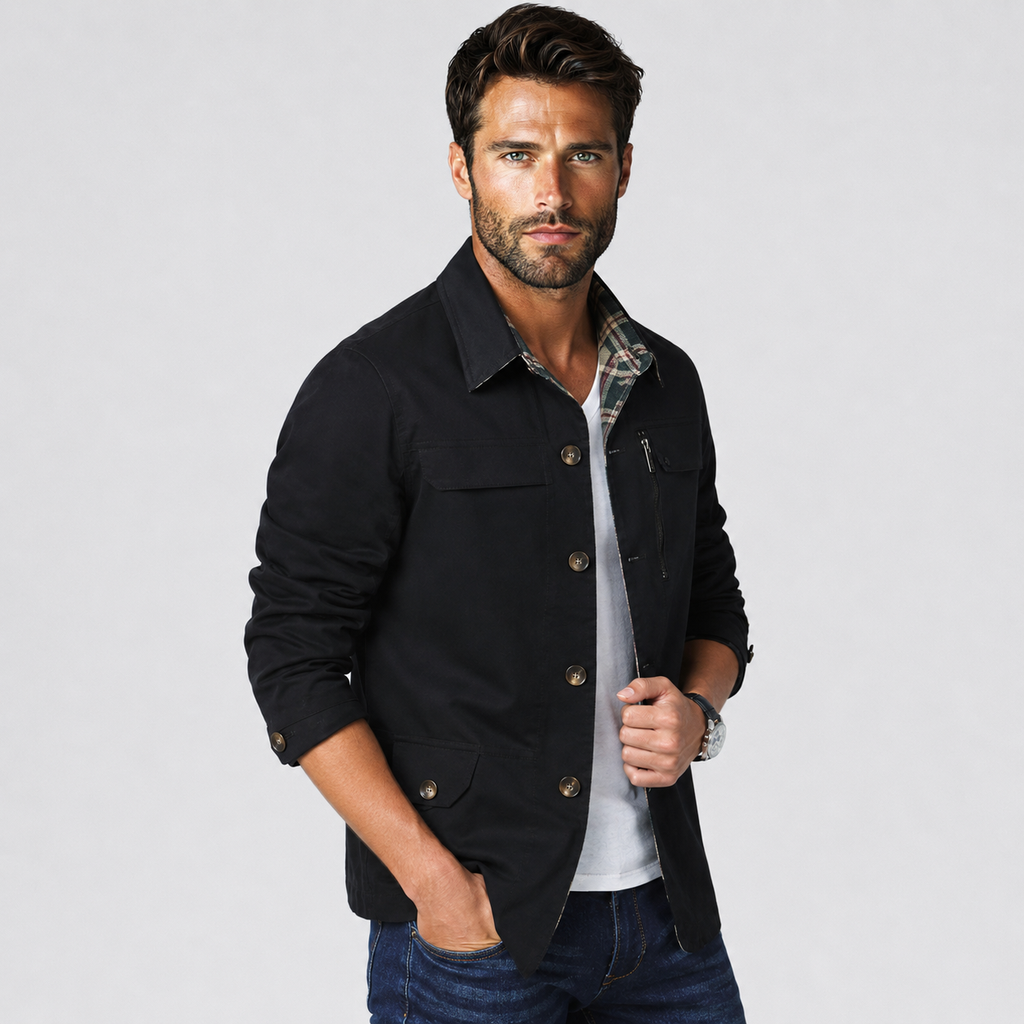 Men's Cotton Jacket - Slim Fit Lightweight Casual Jacket