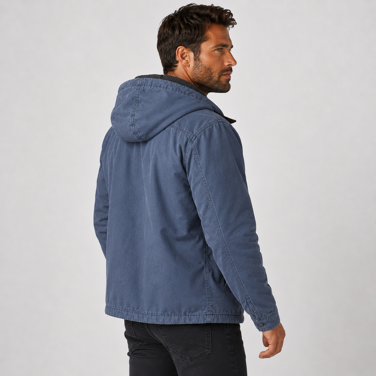 Men's Hooded Winter Coat - Long Loose Fit with Pockets