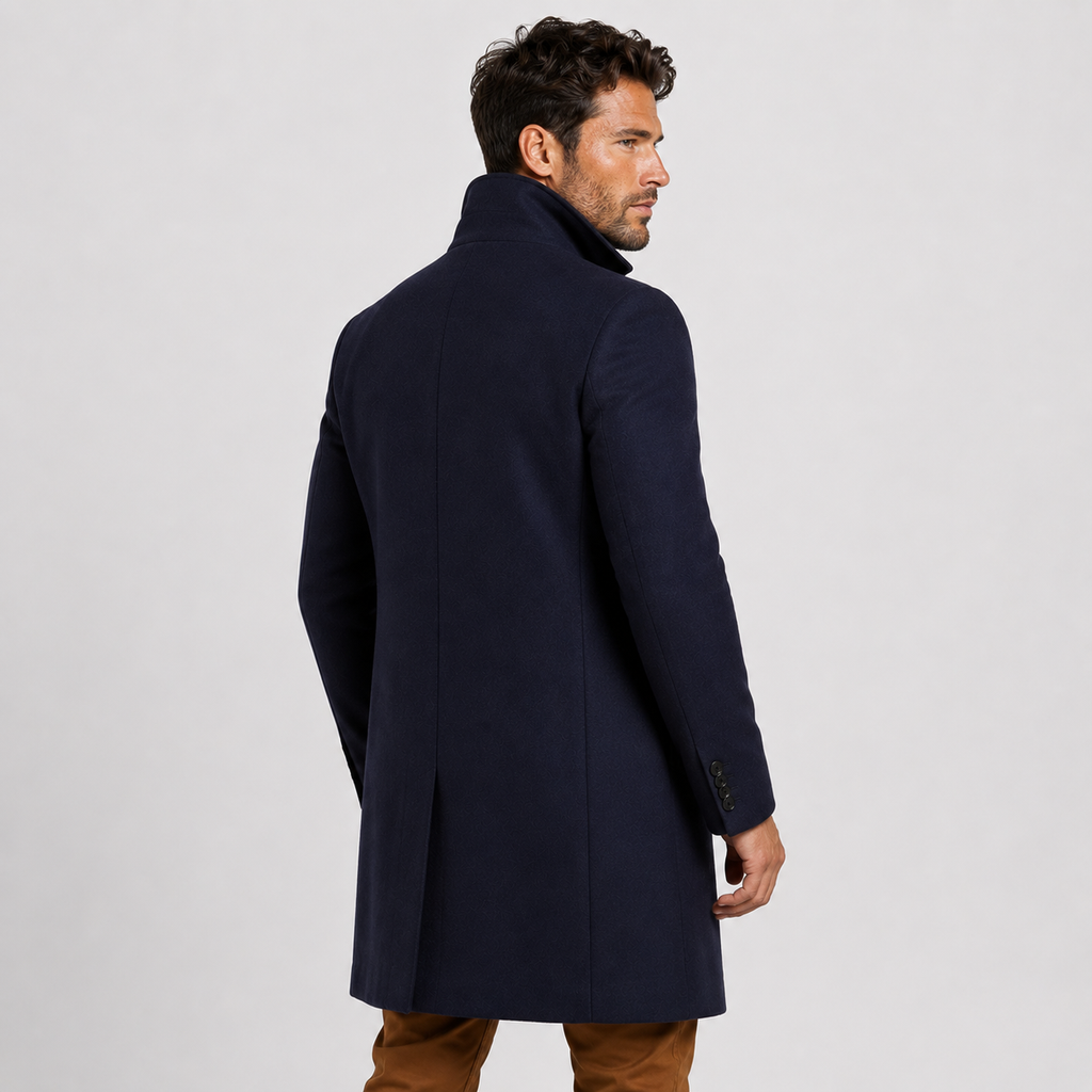 Men's Trench Coat - Mid-Length Single-Breasted Jacket