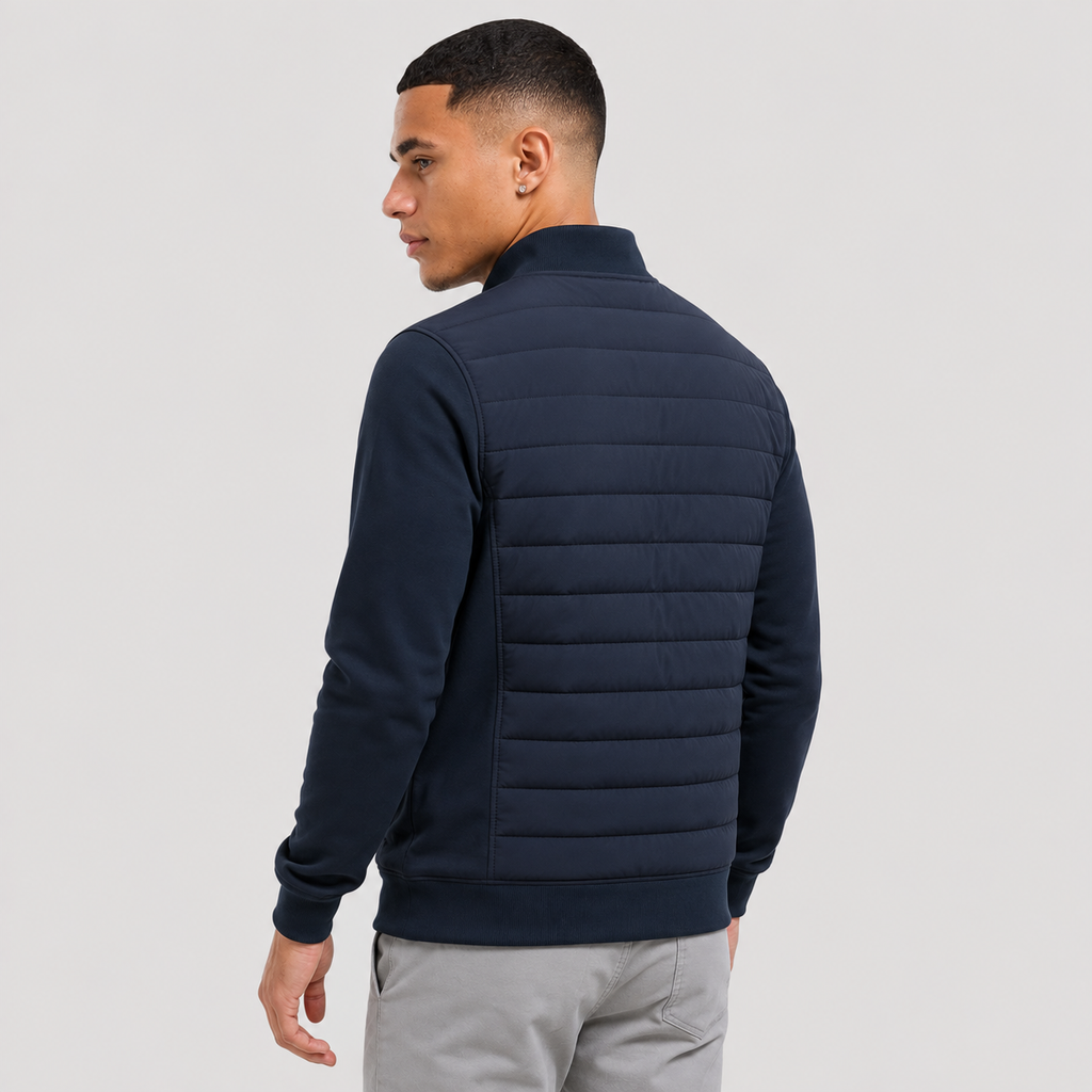 Men's Stand Collar Jacket - Cotton Blend Regular Fit