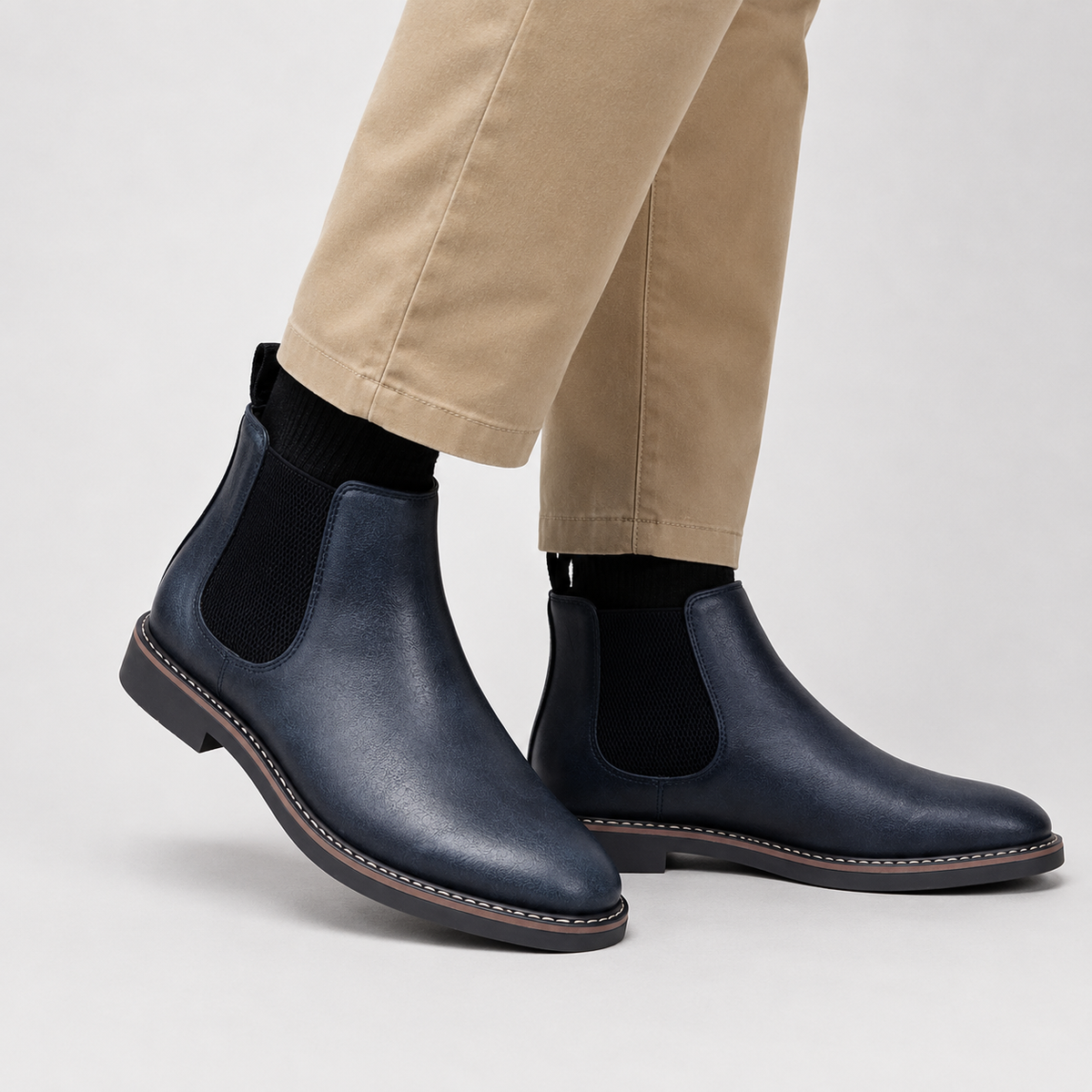 Men's Chelsea Boots - Vintage PU Round Toe Rubber Sole