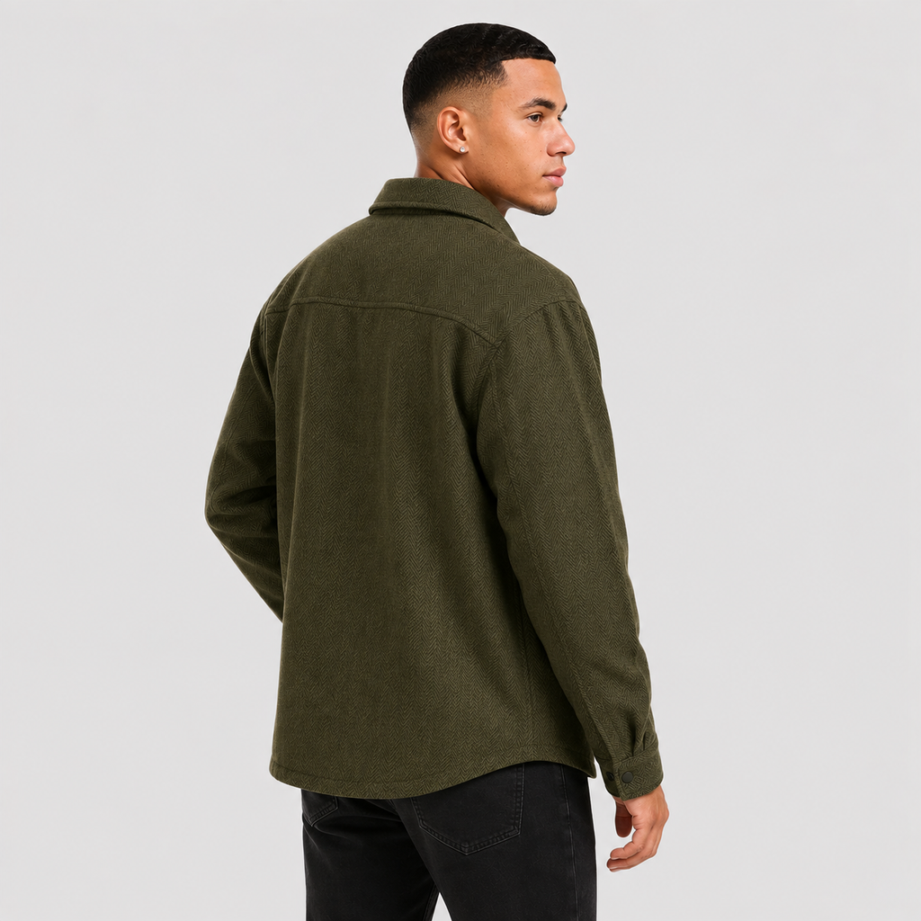 Men's Polo Collar Jacket - Polyester Long Sleeve