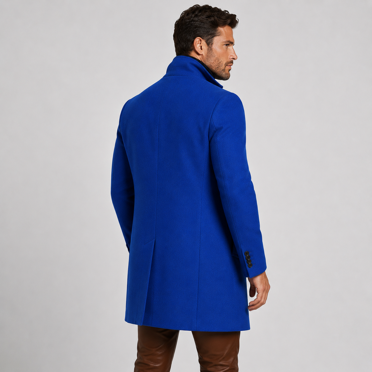 Men's Trench Coat - Mid-Length Single-Breasted Jacket