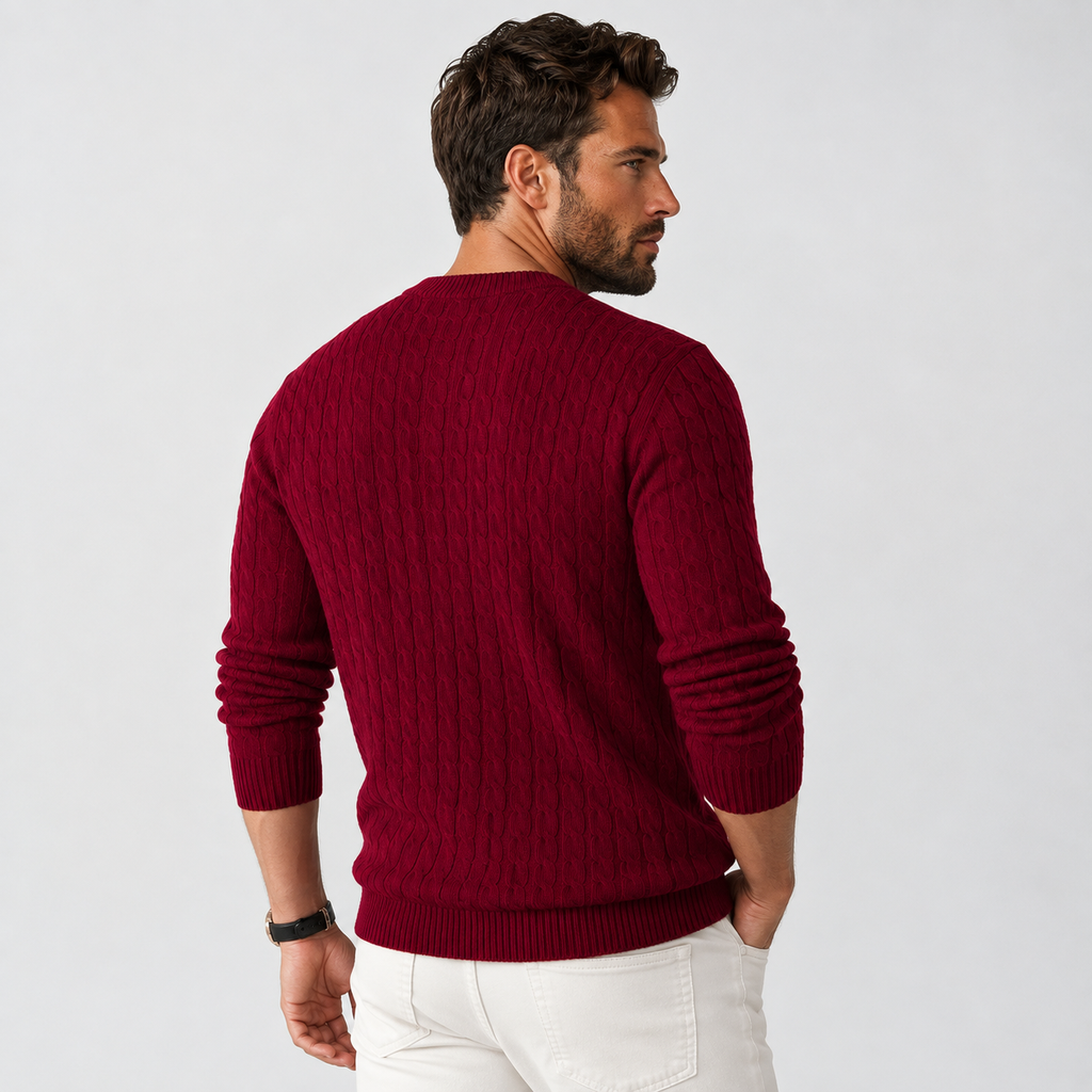 Men's Jacquard Sweater - Loose Fit Casual Pullover