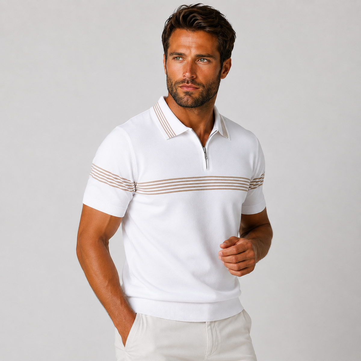 Men's Striped Shirt - Short Sleeve Business Casual Summer