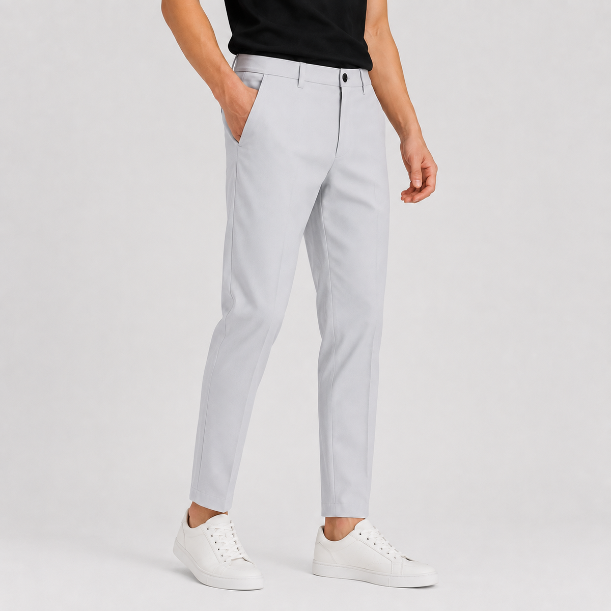 Men's Ankle-Banded Pants - Loose Fit Polyester Trousers