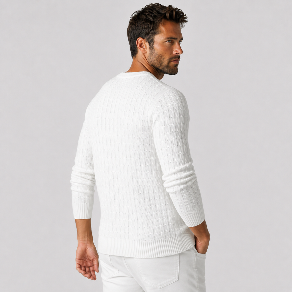 Men's Jacquard Sweater - Loose Fit Casual Pullover