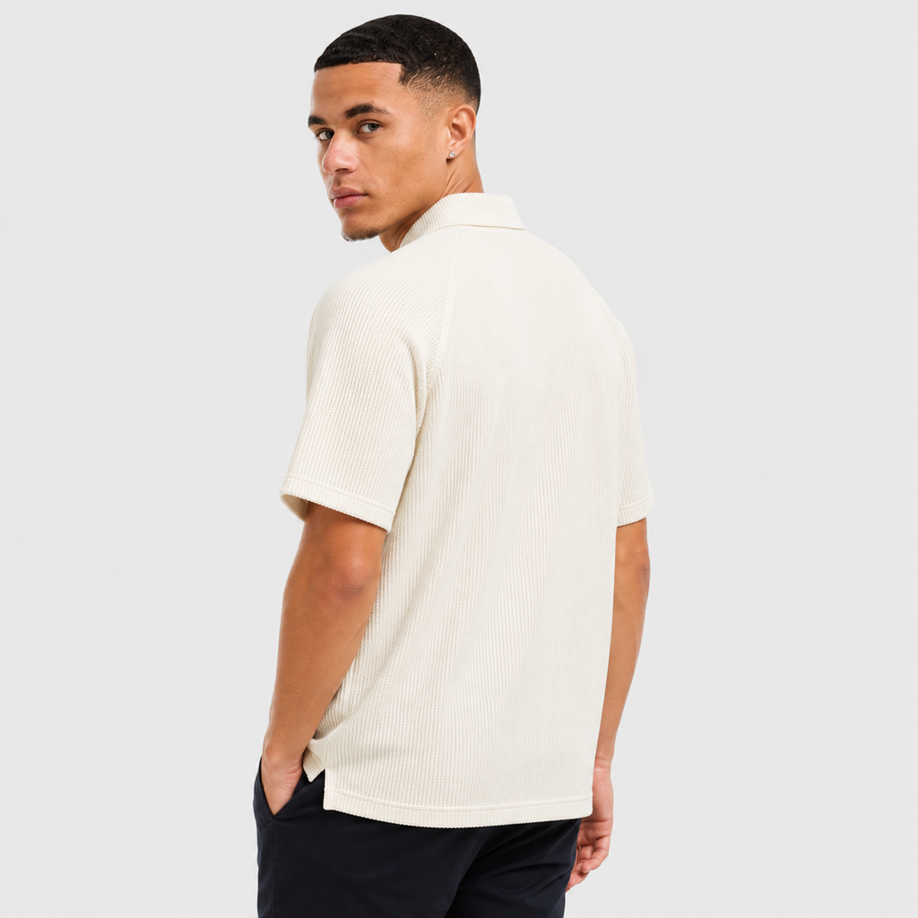 Men's Striped Polo Shirt - Short Sleeve Relaxed Fit