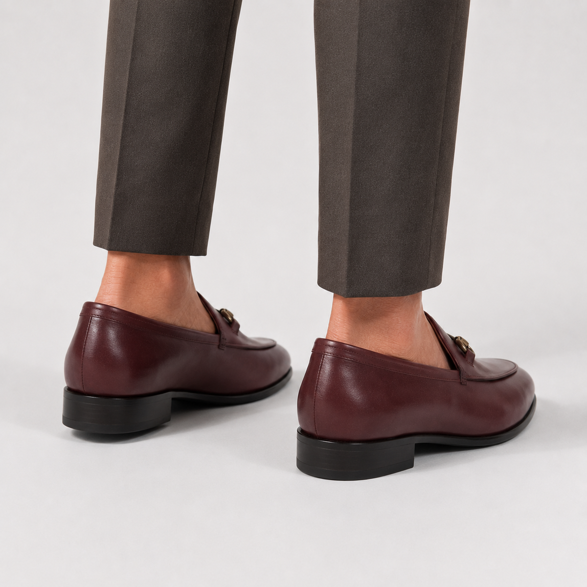 Men's Leather Loafers - Cowhide Horsebit Slip-On Shoes