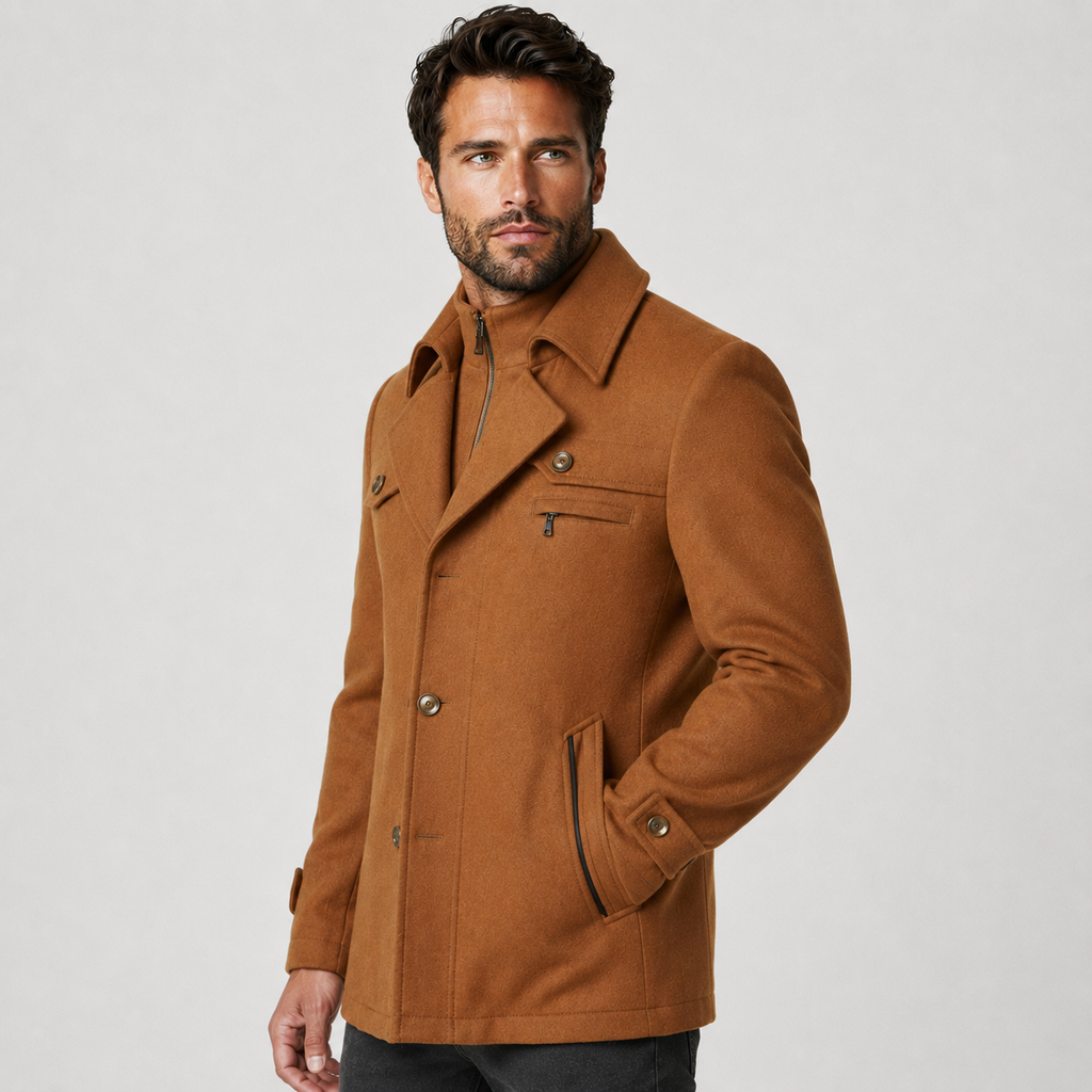 Men's Woolen Overcoat - Thick Single-Breasted Loose Fit