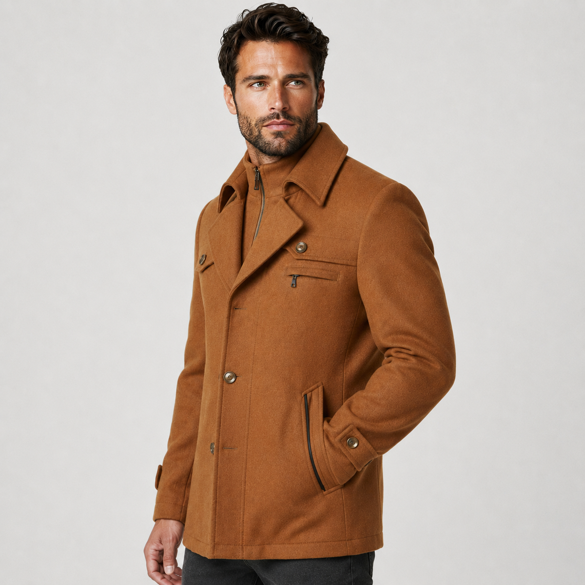 Men's Woolen Overcoat - Thick Single-Breasted Loose Fit